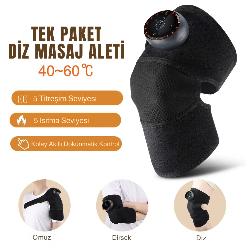 Elektrikli Omuz ve Diz Masaj Bandı | Isıtmalı Destek Askısı, Titreşimli Masaj, 3 Kademeli Isı Ayarı ile Ağrı Giderici