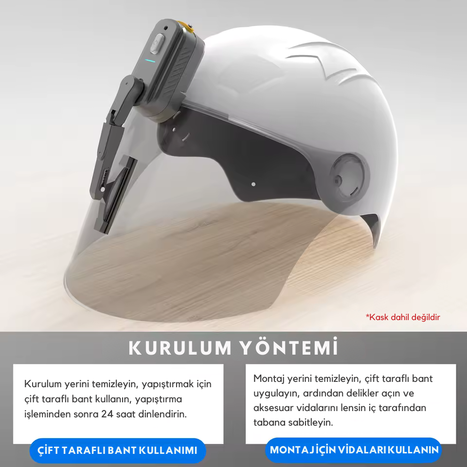 Şarjlı Motosiklet Kask Silecek – Su Geçirmez, Evrensel Uyumlu Vizör Temizleyici