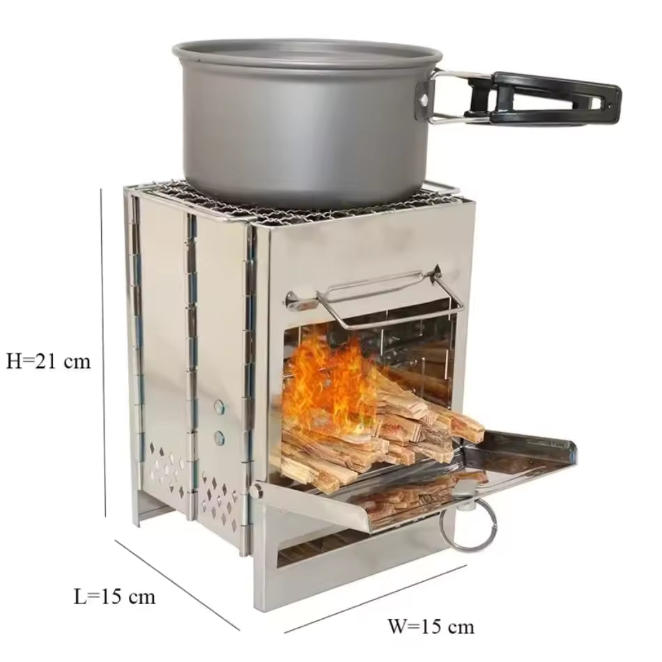 Taşınabilir Katlanır Paslanmaz Çelik Kamp Ocağı – Mangal, Odun & Kömür Sobası, Outdoor BBQ & Isıtıcı