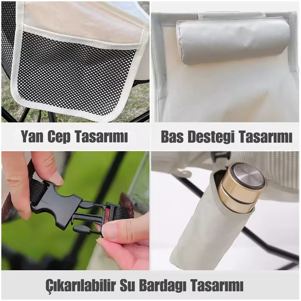 Taşınabilir Katlanır Kamp Sandalyesi – Başlıklı, Hafif Alüminyum Alaşımlı Outdoor & Balıkçı Sandalyesi