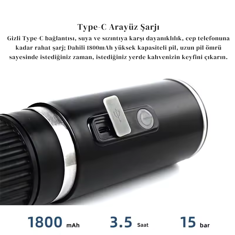 Portatif Elektrikli Mini Kahve Makinesi | Şarjlı Espresso Makinesi, Seyahat & Araba Kullanımı İçin Taşınabilir Coffee Maker