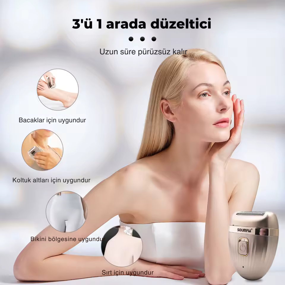 Hatteker Kadın Epilatör | Şarjlı Yüz Tüyü Temizleyici, Bikini Tıraş Makinesi ve Elektrikli Vücut Lady Shaver – Bacak, Koltuk Altı, Kol & Hassas Bölge İçin