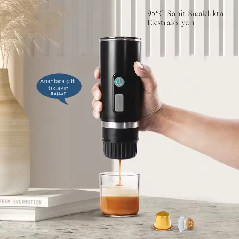 Portatif Elektrikli Mini Kahve Makinesi | Şarjlı Espresso Makinesi, Seyahat & Araba Kullanımı İçin Taşınabilir Coffee Maker