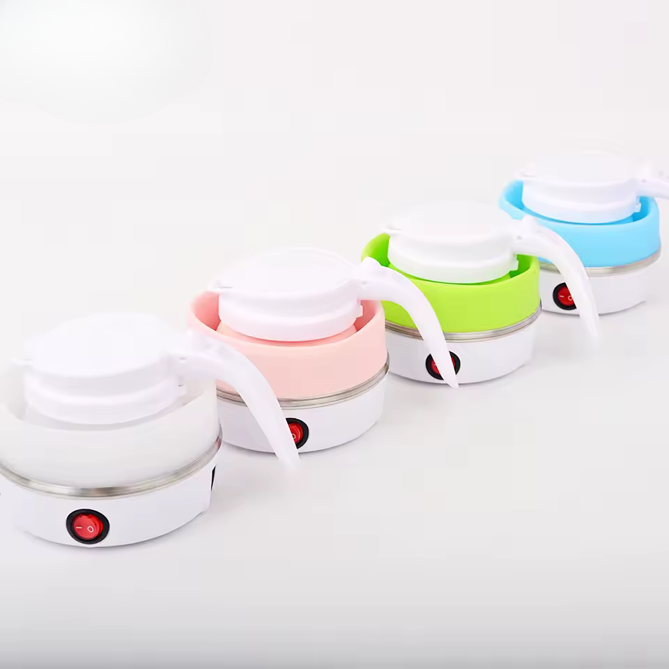 Katlanabilir Elektrikli Kettle 0.6L | Portatif Mini Su Isıtıcı, Seyahat & Ev İçin Silikon Katlanır Çay ve Kahve Isıtıcı (110-220V)