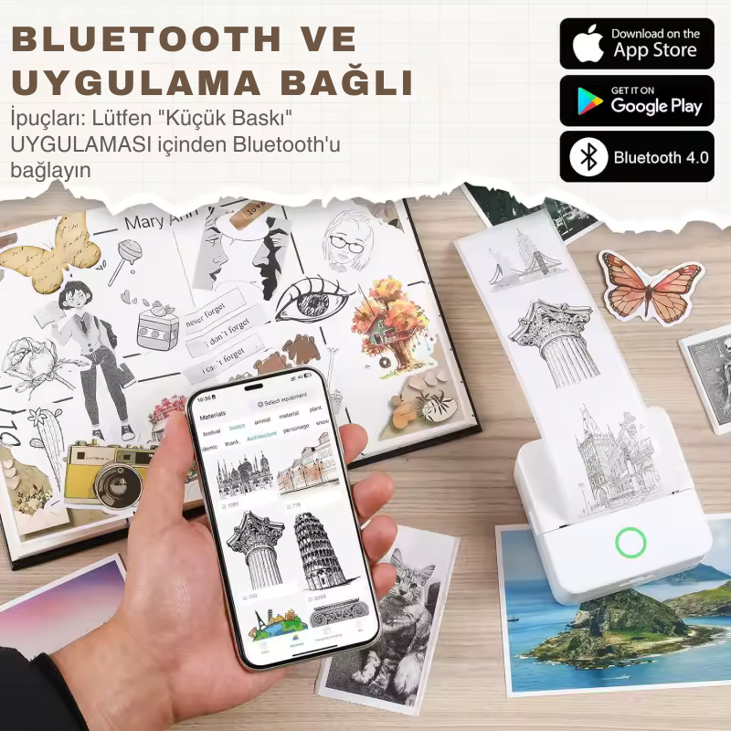 X6 Mini Taşınabilir Termal Yazıcı | Bluetooth Cep Yazıcı, Etiket & Sticker Yazıcı, Mürekkep Gerektirmeyen Termal Fotoğraf ve Not Yazıcı