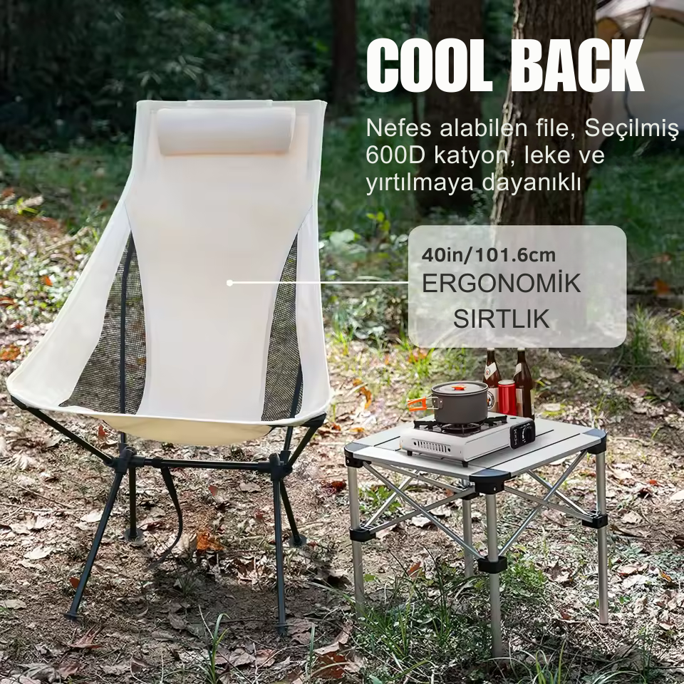 Taşınabilir Katlanır Kamp Sandalyesi – Başlıklı, Hafif Alüminyum Alaşımlı Outdoor & Balıkçı Sandalyesi