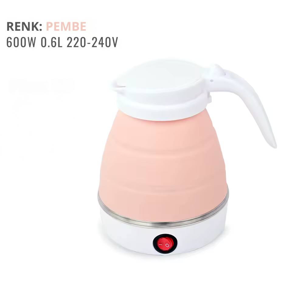 Katlanabilir Elektrikli Kettle 0.6L | Portatif Mini Su Isıtıcı, Seyahat & Ev İçin Silikon Katlanır Çay ve Kahve Isıtıcı (110-220V)