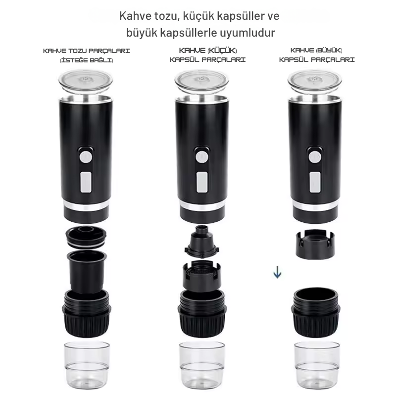 Portatif Elektrikli Mini Kahve Makinesi | Şarjlı Espresso Makinesi, Seyahat & Araba Kullanımı İçin Taşınabilir Coffee Maker