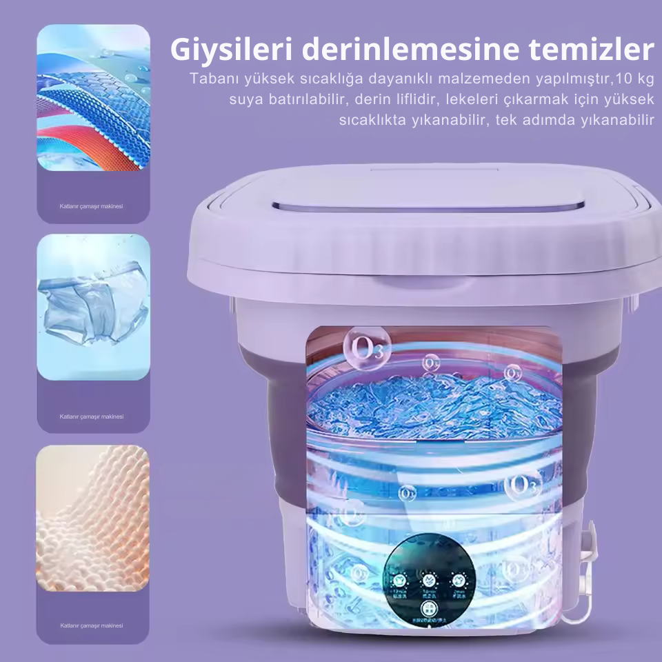 Katlanabilir Mini Çamaşır Makinesi | Portatif Küçük Çamaşır Makinesi, Seyahat & Öğrenci Kullanımı için Otomatik Yıkama