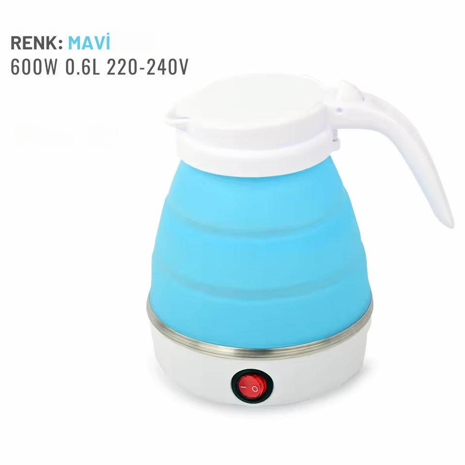 Katlanabilir Elektrikli Kettle 0.6L | Portatif Mini Su Isıtıcı, Seyahat & Ev İçin Silikon Katlanır Çay ve Kahve Isıtıcı (110-220V)