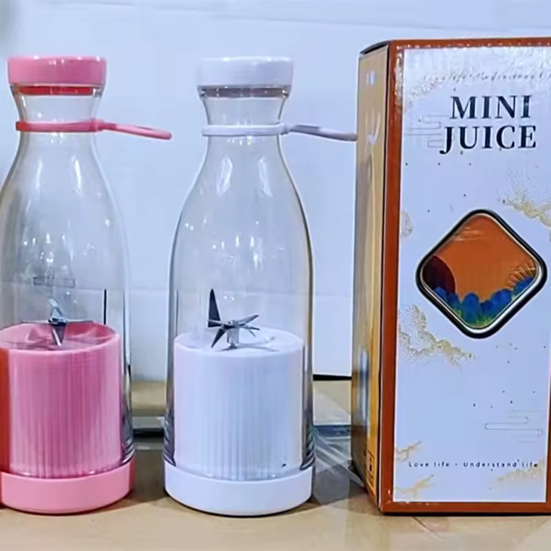 Wireless USB Şarjlı Taşınabilir Blender | 6 Bıçaklı Şarjlı Meyve Sıkacağı, 380ml Mini Juicer, Seyahat & Spor İçin Smoothie Blender