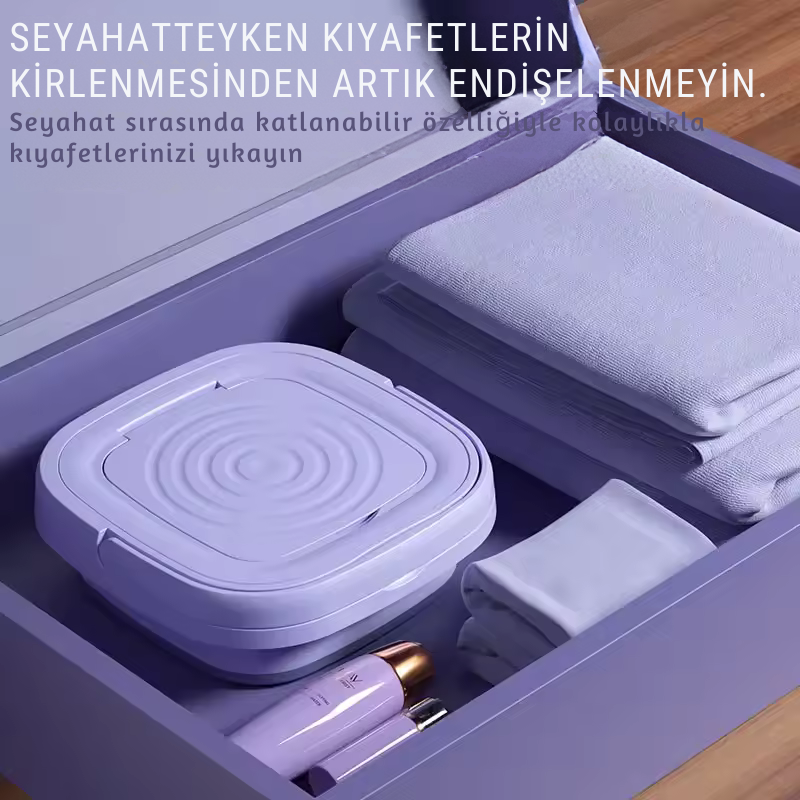 Katlanabilir Mini Çamaşır Makinesi | Portatif Küçük Çamaşır Makinesi, Seyahat & Öğrenci Kullanımı için Otomatik Yıkama